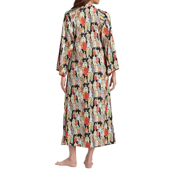 Natori Dynasty Mandarin Zip Caftan Dress XXL Art To Wear Loungewear Resort Wear - Picture 5 of 14